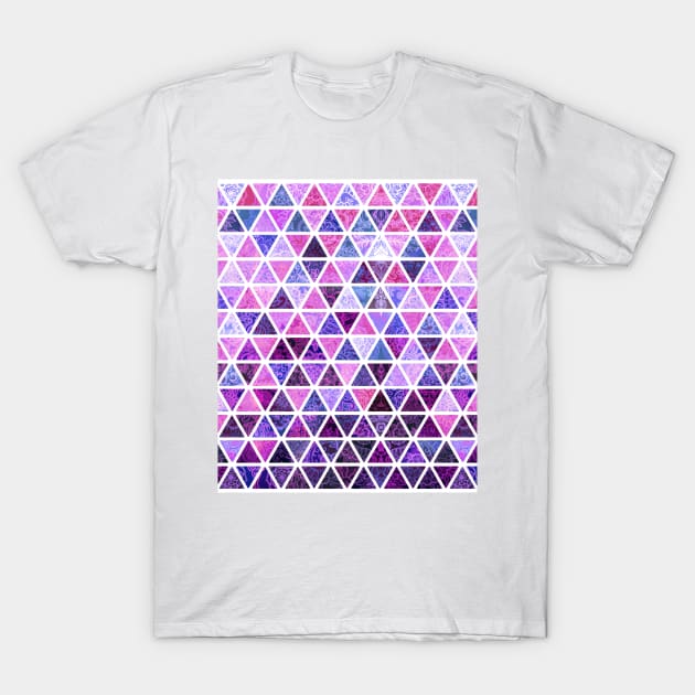 Berry Purples - Triangle Patchwork Pattern T-Shirt by micklyn